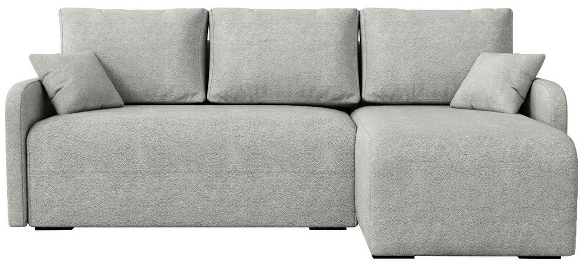 ECKSOFA Malen mit Schlaffunktion Grau Bouclé - Hellgrau, Textil (215/141cm) - Bromarkt