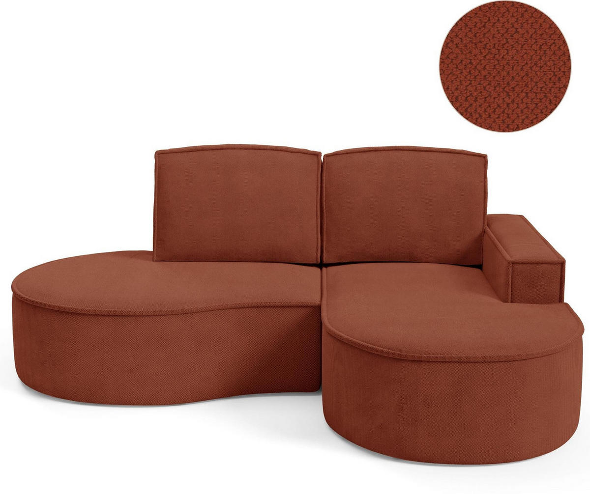 ECKSOFA Flow Rot, mit Kissen in Curio Stoff, rechte seite - Rot, Holzwerkstoff/Textil (210/157cm) - Bettso