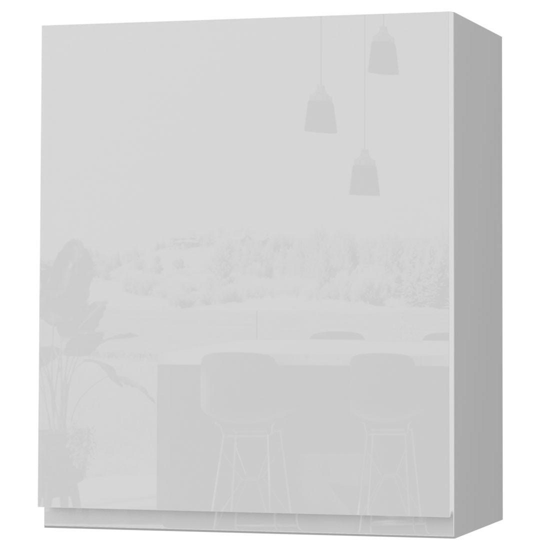 HÄNGESCHRANK Florence W2/60 Grau / RAL 9003 signalweiß HG 60 / 32,5 / 72cm - Türanschlag links - Weiß Hochglanz/Grau, Holz/Holzwerkstoff (60/72/32.5cm) - Feldmann-Wohnen
