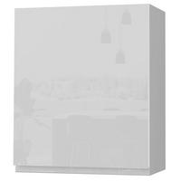 HÄNGESCHRANK Florence W2/60 Grau / RAL 9003 signalweiß HG 60 / 32,5 / 72cm - Türanschlag links - Weiß Hochglanz/Grau, Holz/Holzwerkstoff (60/72/32.5cm) - Feldmann-Wohnen