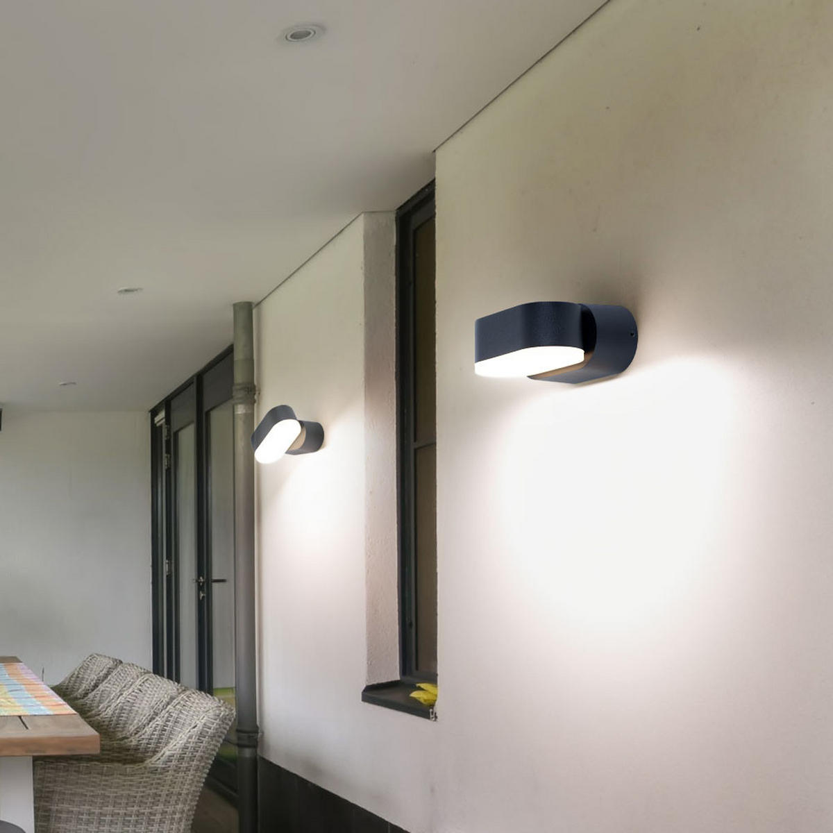 LED AUSSENLEUCHTE Aluminium Schwarz 2er Set - Schwarz, Kunststoff/Metall (11/9.7/9.6cm)