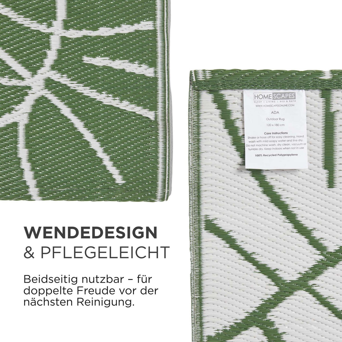 OUTDOORTEPPICH Ada, floral gemustert 180/270 cm - Dunkelgrün, Kunststoff (180/270cm) - Homescapes