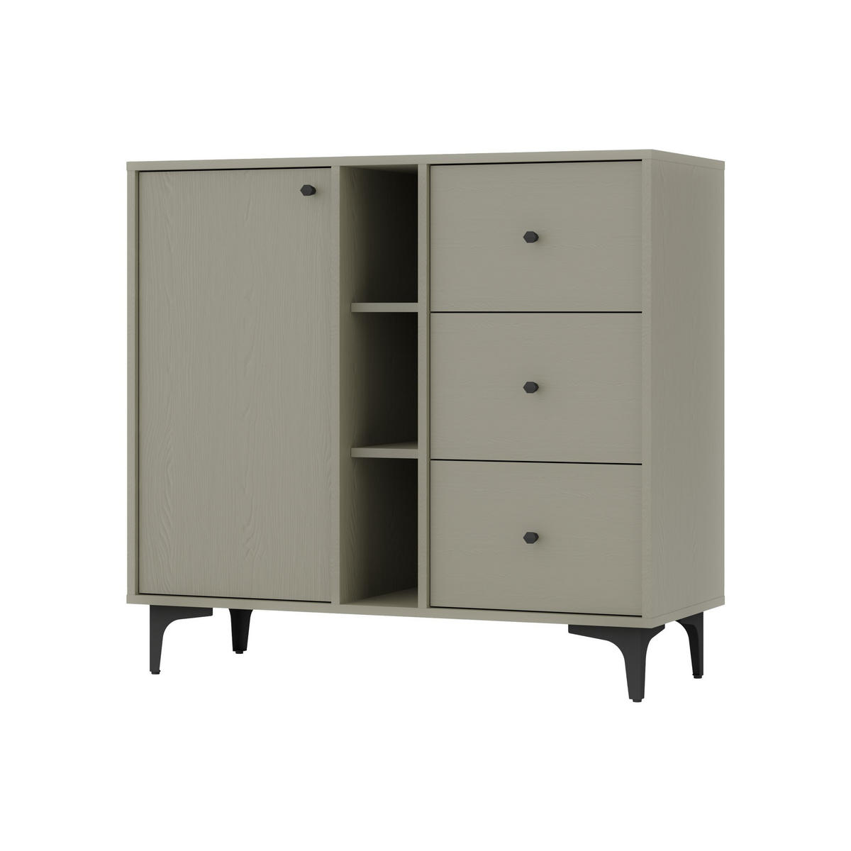 KOMMODE TORINO 100/94/41 cm mit 3 Schubladen 1 Türen Hellgrün - Hellgrün, Holzwerkstoff (100/94/41cm) - MASSENO
