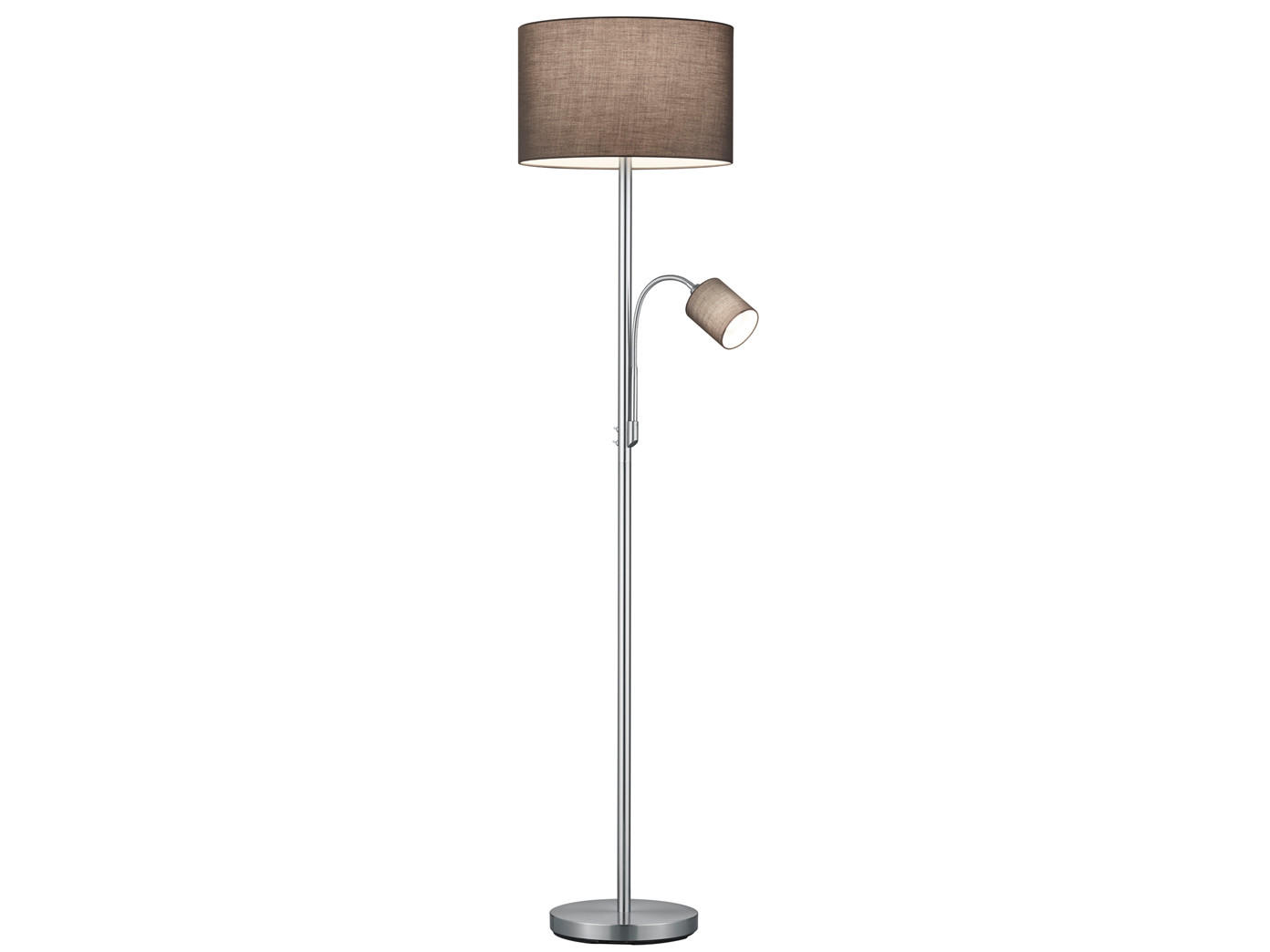 LED-STEHLAMPE Grau Höhe 170cm, mit Leselampe - Grau, Textil (40/40/170cm) - meineWunschleuchte