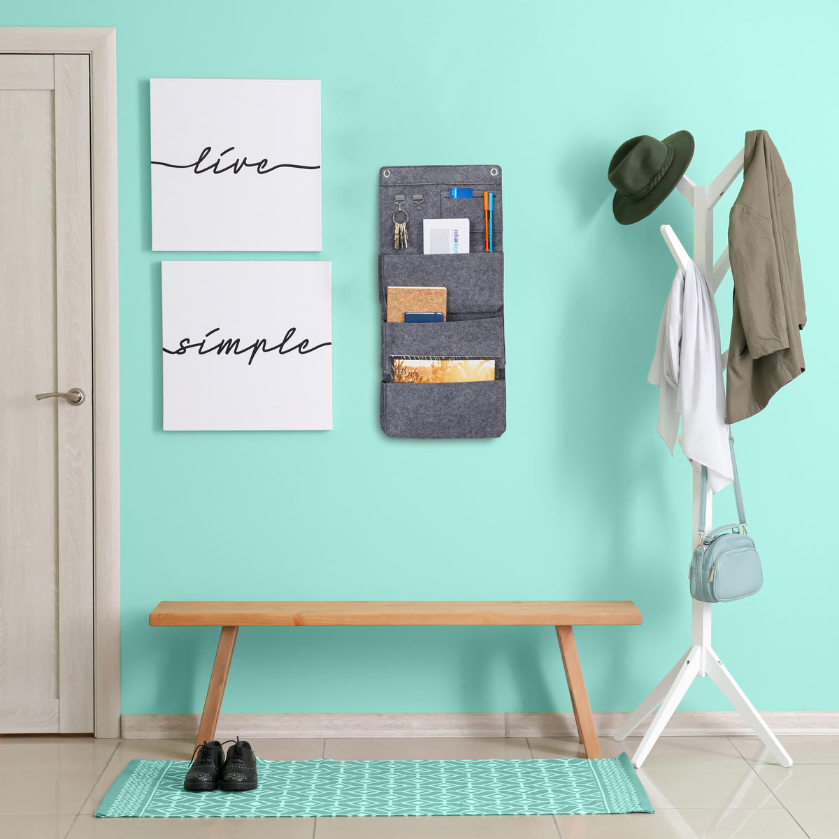 2XHÄNGEORGANIZER - Anthrazit, Textil/Metall (5/30/65cm) - Relaxdays