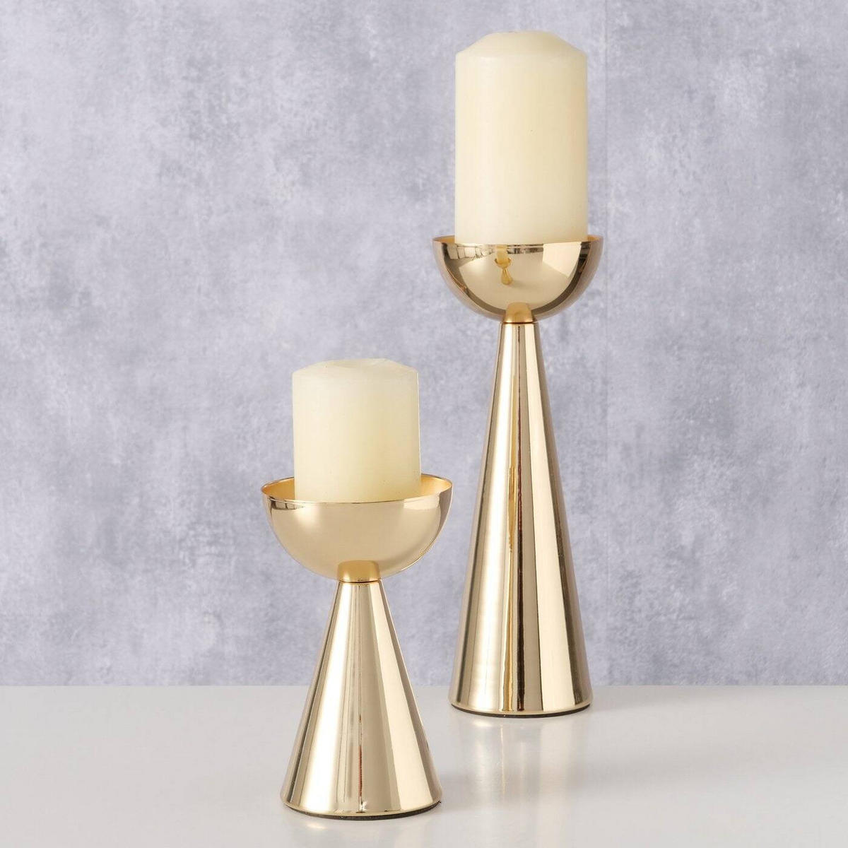 KERZENHALTER Luena 2er-Set - Goldfarben, Metall (9/25/9cm) - Boltze Home