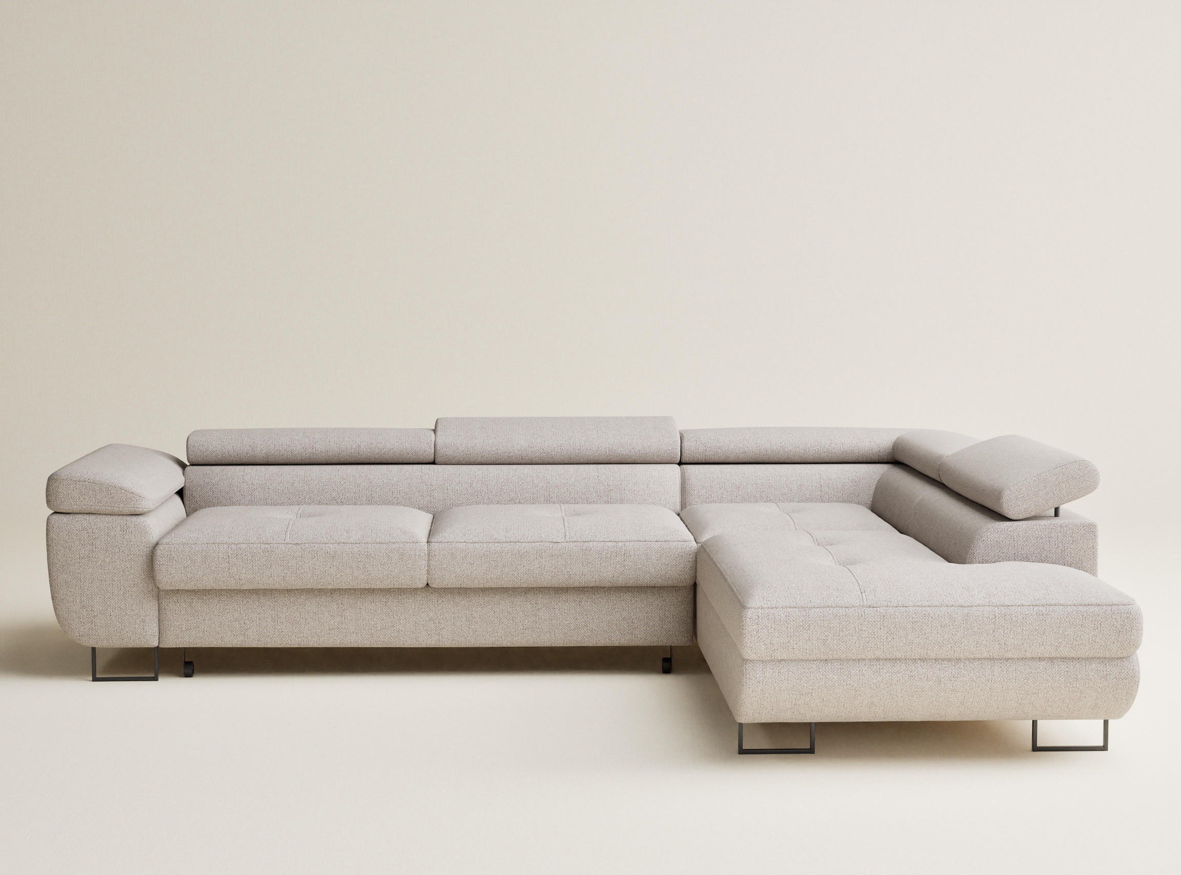 ECKSOFA MIT SCHLAFFUNKTION Concord Beige Webstoff - Schwarz/Grau, Holz/Holzwerkstoff (277/203cm) - Maison de Reve