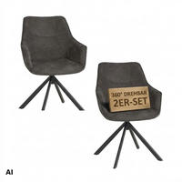 ESSZIMMERSTUHL 2er Set San Carlo grau drehbar - Schwarz/Grau, Textil/Metall (57/87/67cm) - Mr. Deko