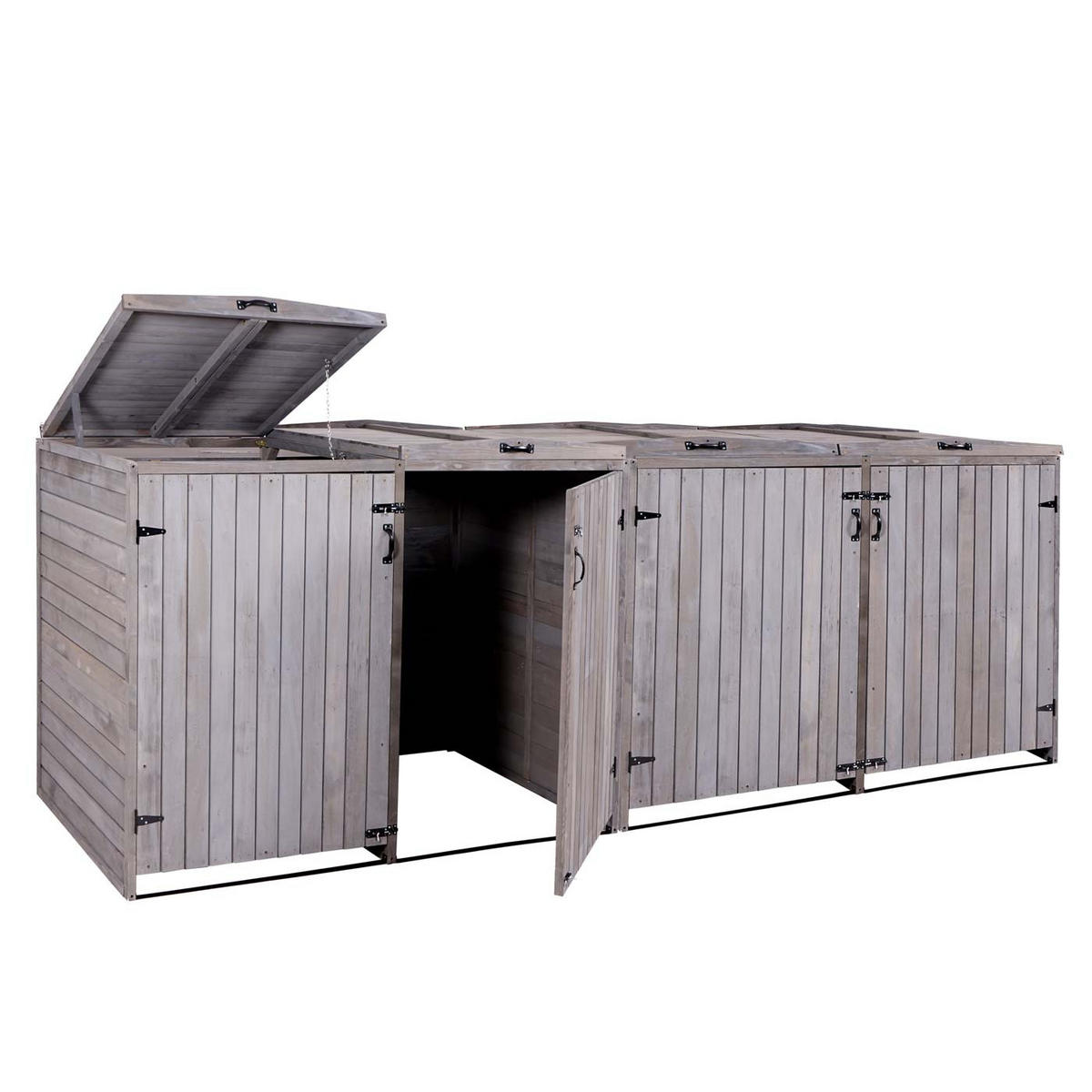 4ER-/8ER-MÜLLTONNENVERKLEIDUNG Anthrazit, Grau - Anthrazit/Grau, Holz (316/126/98cm) - MCW