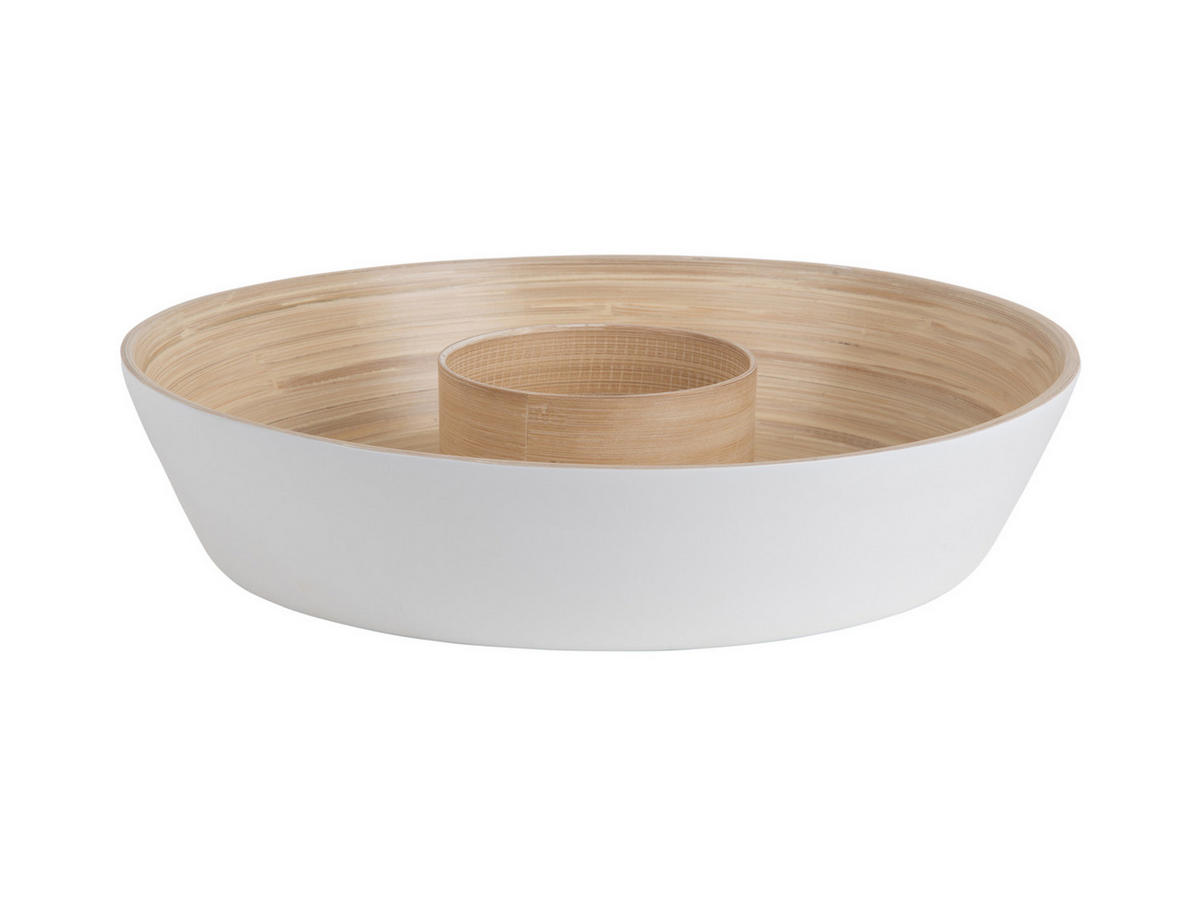 SCHALE Puro 30/30/6.5 cm - Weiß, Naturmaterialien (30cm) - Present Time