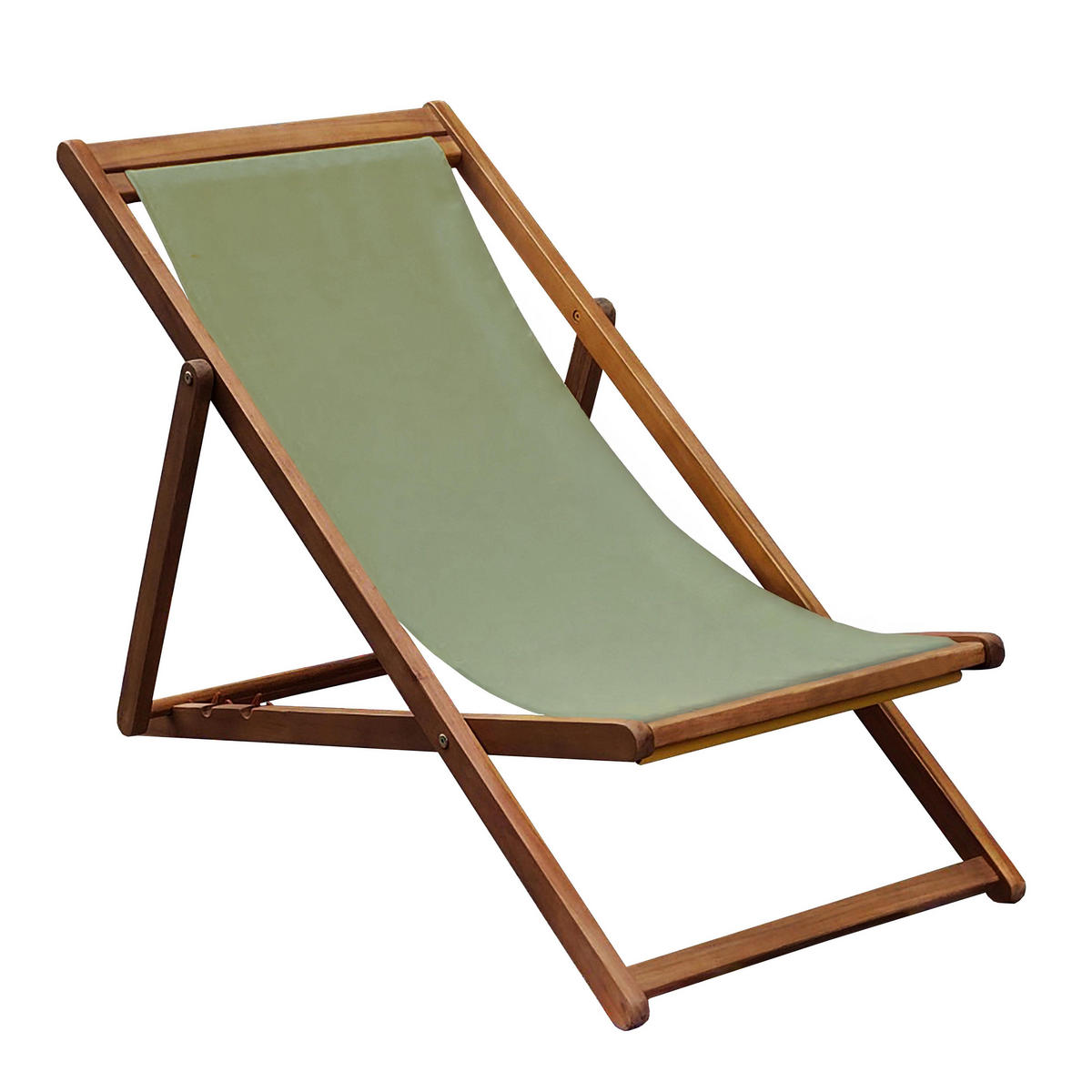 LIEGESTUHL 2-tlg., Khakigrün - Grün, Holz (60/87/113cm) - Oviala