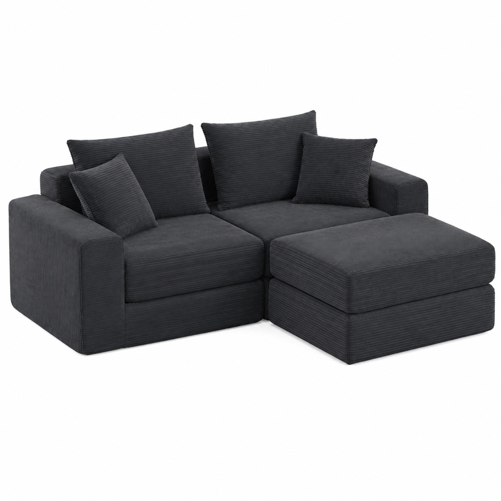 SOFA modulares Design Dunkelgrau - Dunkelgrau, Kunststoff (96/259.5cm) - Meubliv