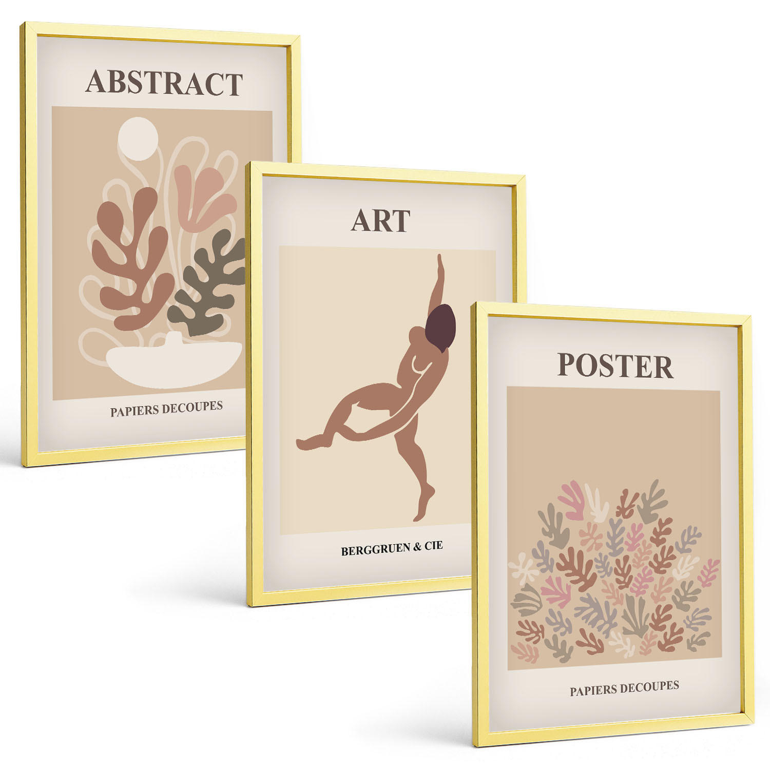 BILDER SET 3er Set - 40x60 cm Goldrahmen - Matisses stilvolle Kompositionen - Goldfarben, Kunststoff (40/60cm) - TULUP
