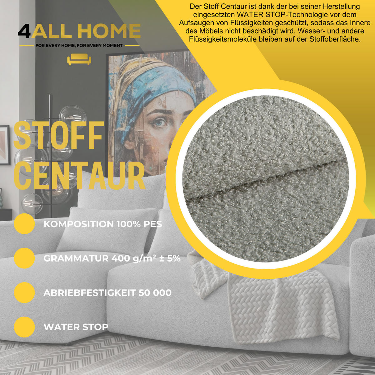 ECKSOFA Travis mit Bettkasten und Schlaffunktion, L-Form, Boucle, Universal - Hellgrau, Holzwerkstoff (248/148cm) - 4ALL HOME