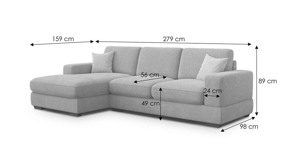 ECKSOFA OTTO 4-Sitzer, creme - Creme/Schwarz, Holz/Textil (279/159cm) - Courtois Laville