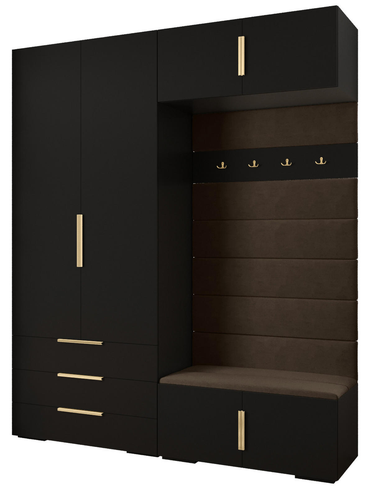 GARDEROBEN-SET 236,7/200/47 - Goldfarben/Schwarz, Holz/Kunststoff (200/236.7/47cm) - Abiks Möbel