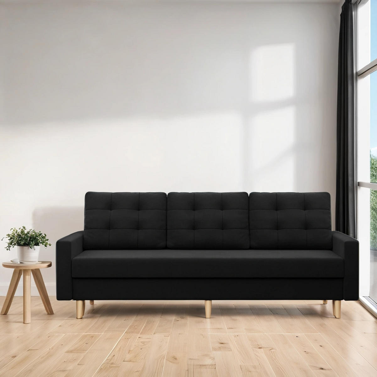 SOFA Blank schwarz 212/88/92 - Schwarz, Textil (212/88/92cm) - SIMKAM Furniture
