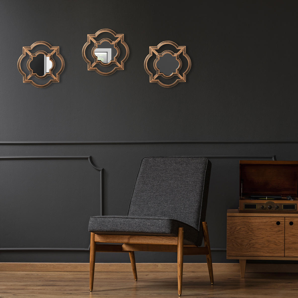 3XZRKADLÁ - zlatá, plast/sklo (25.5/25.5/2.5cm) - Relaxdays