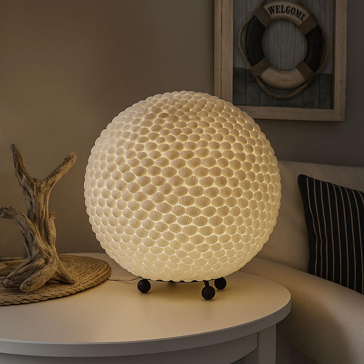 LED TISCHLEUCHTE Bali Weiß - Weiß, Metall (25/25/27cm)