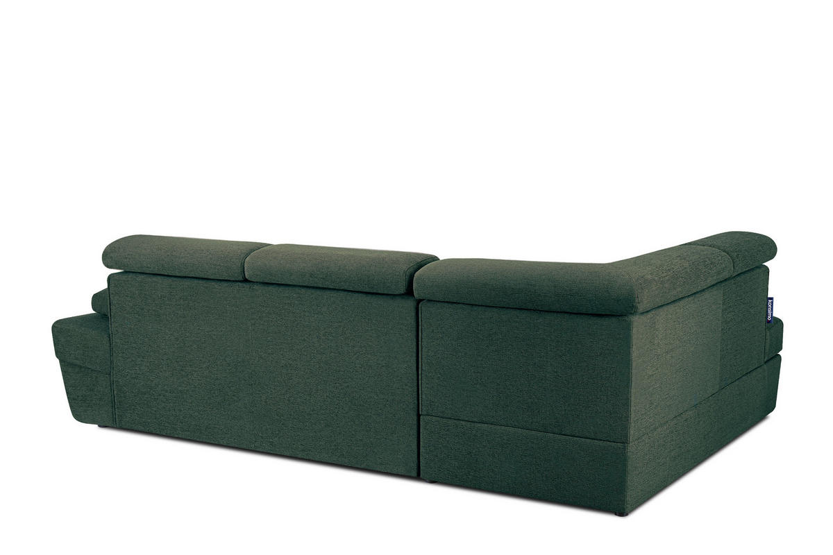 SCHLAFECKSOFA RATLO links 4/5-Sitzer mit Bettkasten, grün - Silberfarben/Grün, Textil (270/190cm) - KONSIMO®