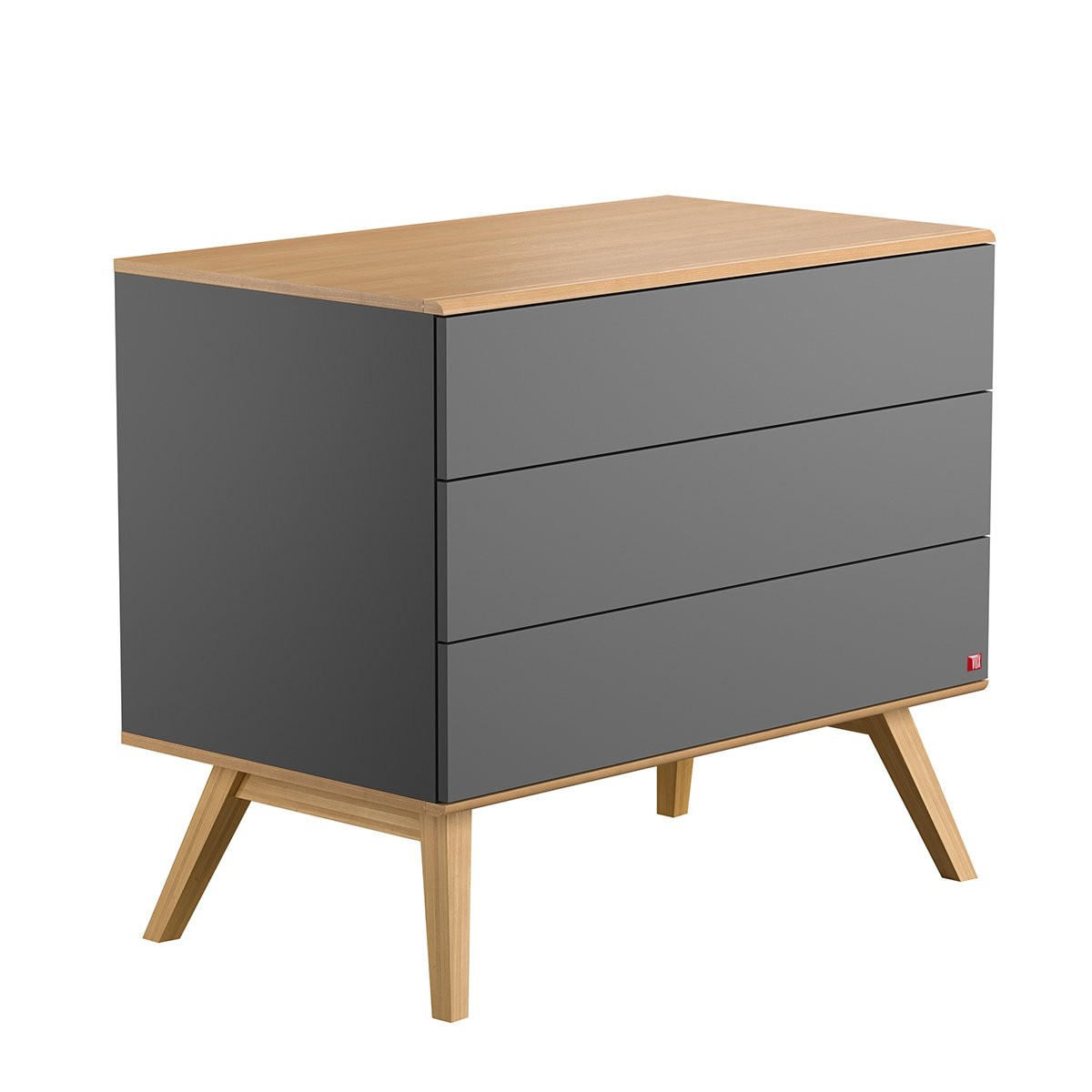 KOMMODE mit 3 Schubladen und Gestell aus Eiche L100 cm - Nature - Grau, Holzwerkstoff (58/86.5/100cm) - Calicosy