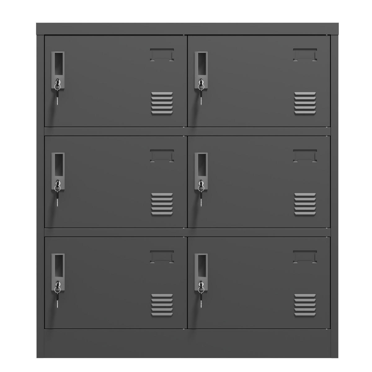 KOMMODE 90/40/100 cm aus Metall mit 6 abschließbaren Fächern Schwarz - Schwarz, Metall (40/100/90cm) - Modenvie