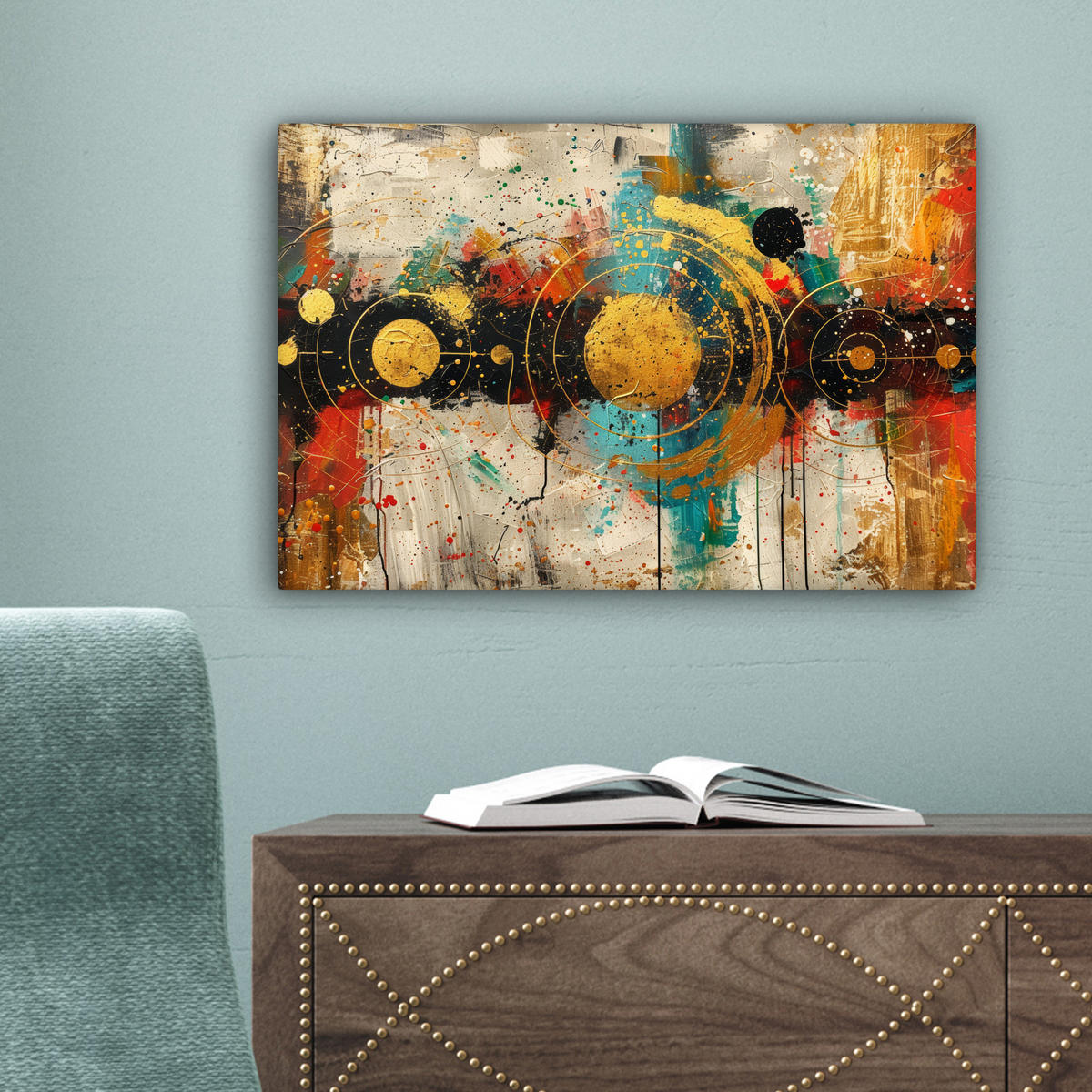 LEINWANDBILD - Abstrakt - Kunst - Gold - Modern - 30x20 - Deko XXL - Multicolor, Textil (30/20cm) - MuchoWow
