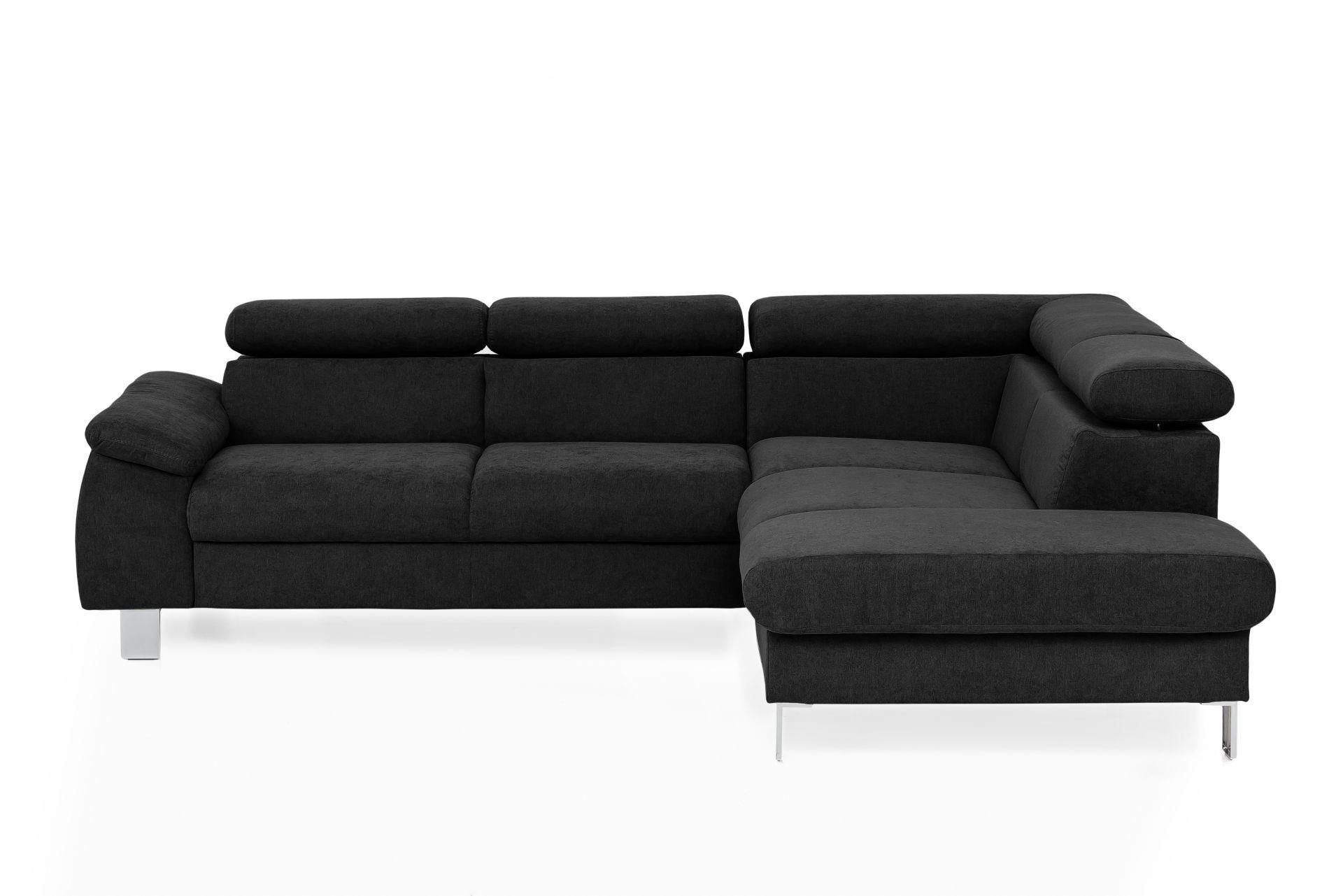 ECKSOFA mit Schlaffunktion und Bettkasten - Chromfarben/Schwarz, Holz/Textil (207/249cm) - Cotta