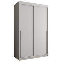 SCHIEBETÜRENSCHRANK 120 cm Breite, weiß mit silbernem Griff - Silberfarben/Weiß, Holzwerkstoff (120/200/62cm) - Home Collective