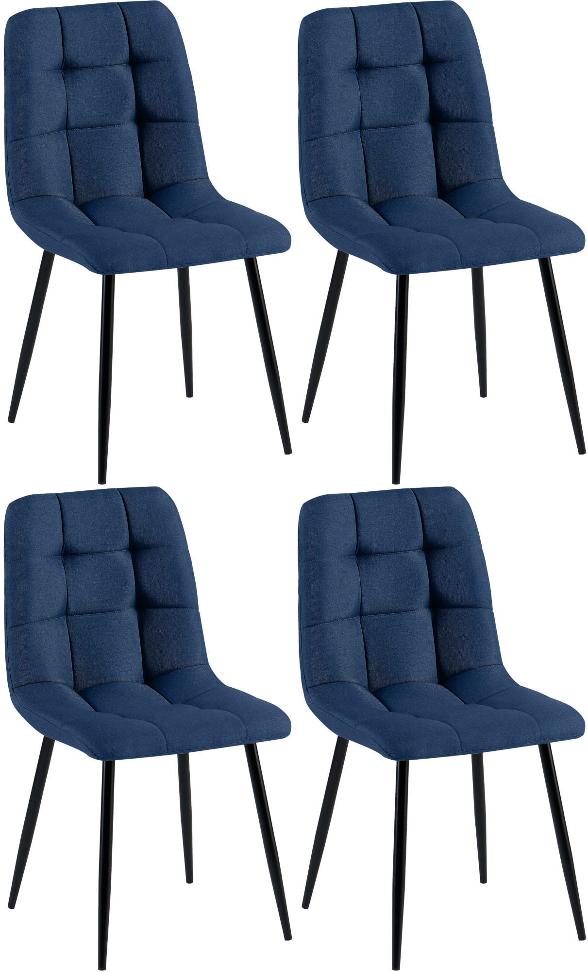 STUHL 4er Set Stoff Blau - Blau/Schwarz, Textil/Metall (45/84/55cm) - CLP
