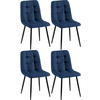 STUHL 4er Set Stoff Blau - Blau/Schwarz, Textil/Metall (45/84/55cm) - CLP
