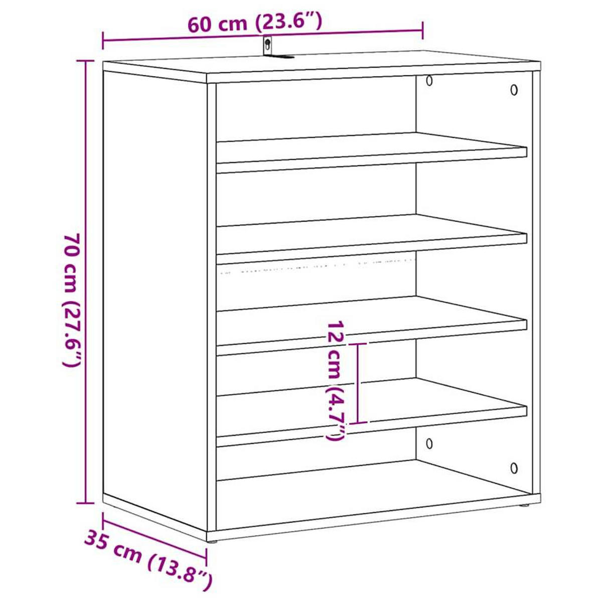 SCHUHSCHRANK Weiss 60/35/70 Cm Holzwerkstoff - Weiß, Holzwerkstoff (35/70/60cm) - vidaXL