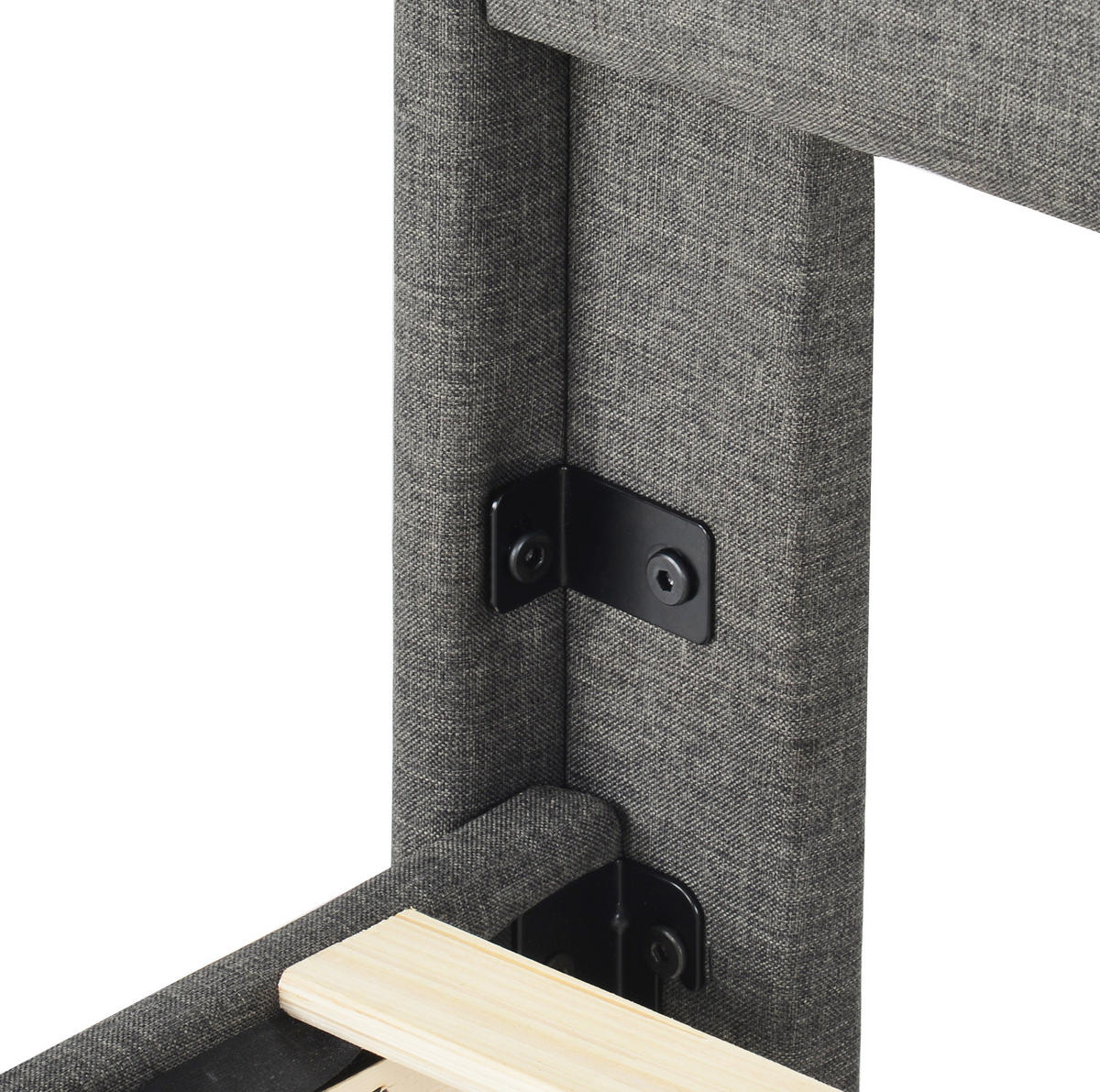 BETT mit Kopfteil 90x200 cm Leinen Dark Grey - Dunkelgrau, Metall (90/200cm) - Meubliv