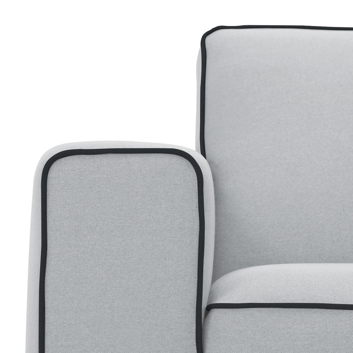 3-SITZER SOFA - Webstoff - Hellgrau/Schwarz, Textil/Metall (205/77/93cm) - home24