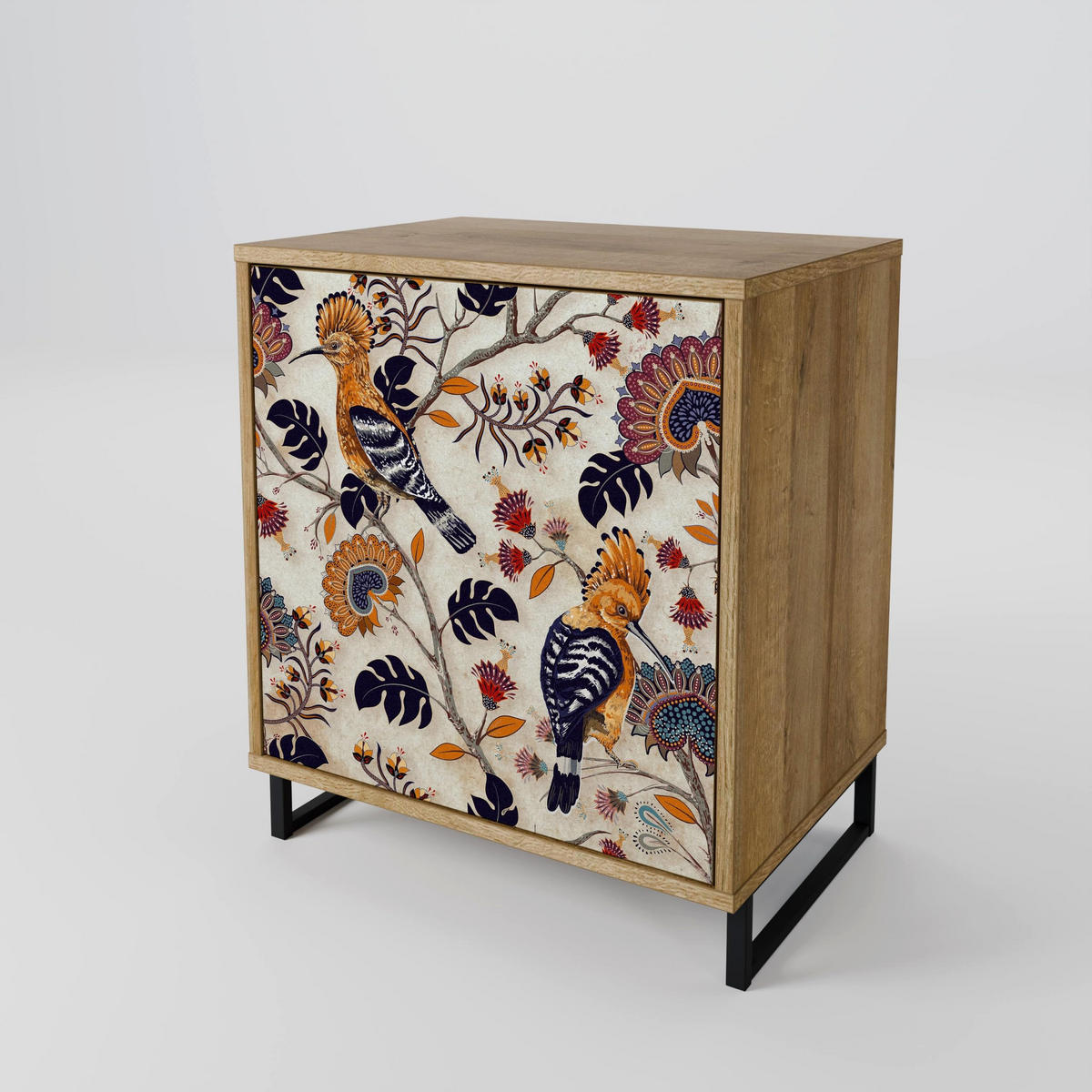 SIDEBOARD EMINENT HOOPOE, Eichefarben, 57,5x42x75,5 cm, Goldfarbene Metallfüße - Eichefarben/Goldfarben, Holzwerkstoff/Metall (57.5/75.5/42cm) - SpaceRebels