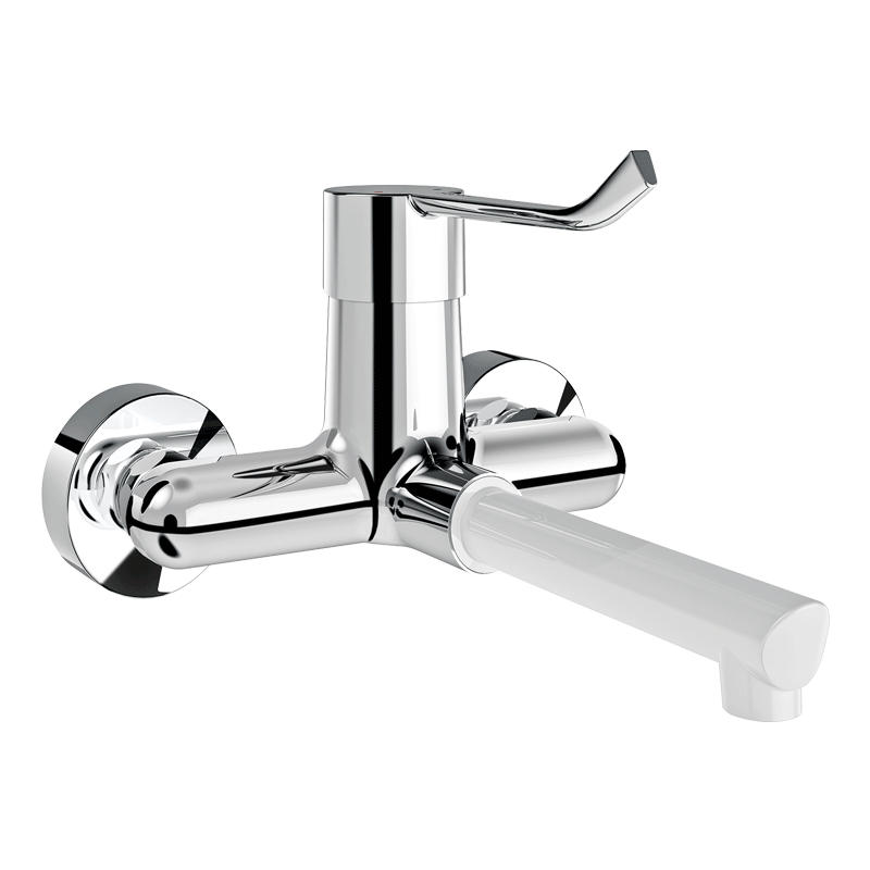 EINHEBEL-WAND-WASCHTISCHARMATUR EP mit BIOCLIP Auslauf L.180, Anschluss 150 - Chromfarben, Metall (13.6/12.5/24cm) - Delabie