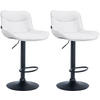 BARHOCKER 2er Set Lederlook weiß - Schwarz/Weiß, Textil/Metall (49/85/51cm) - CLP