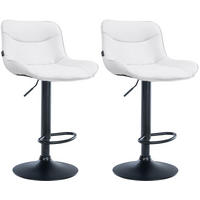 BARHOCKER 2er Set Lederlook weiß - Schwarz/Weiß, Textil/Metall (49/85/51cm) - CLP