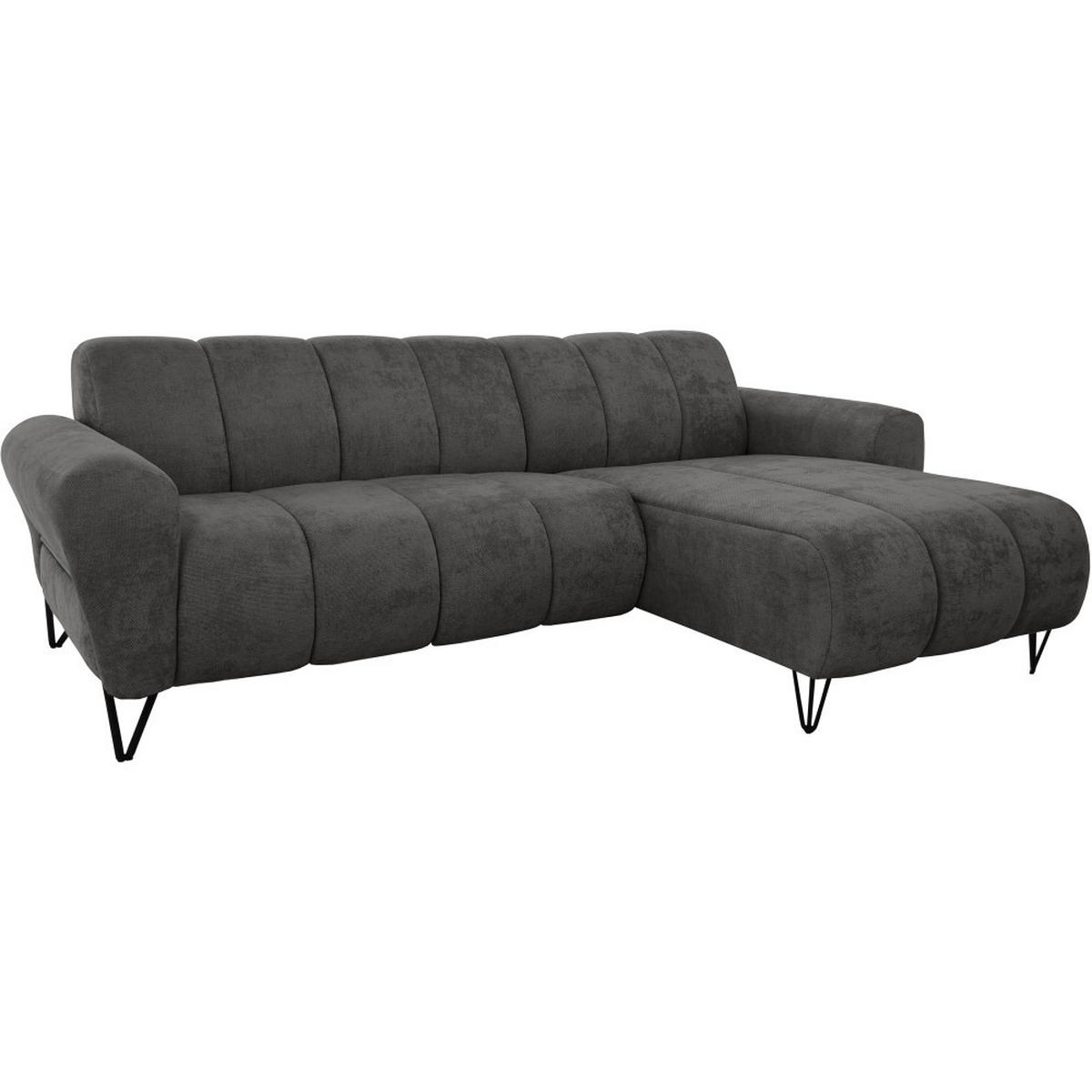 ECKSOFA Volare Mini ohne Schlaffunktion dunkelgrau, rechts, Storm-Stoff - Dunkelgrau/Schwarz, Textil/Metall (256/165cm) - Beautysofa