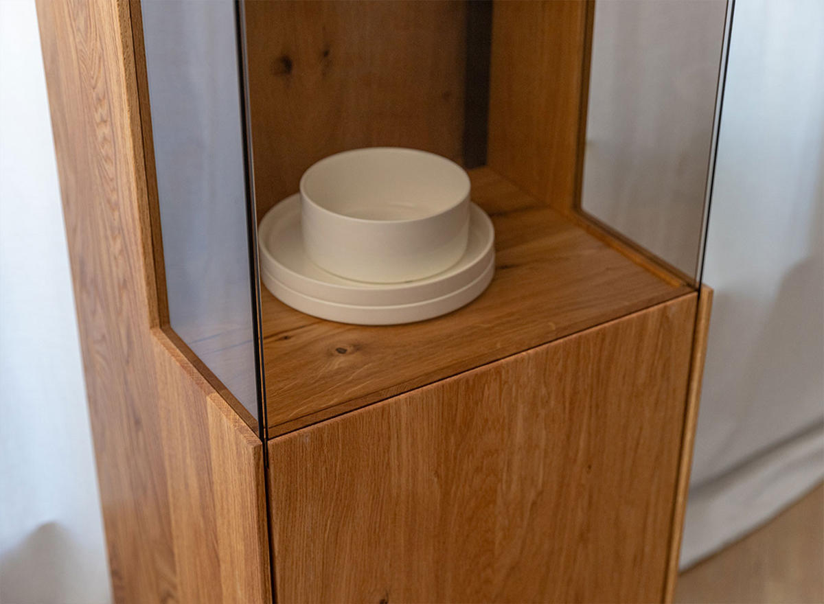 VITRINE Collodi Wildeiche Natur 43 / 37 / 205cm - Wildeiche/Eichefarben, Holz (43/205/37cm) - Feldmann-Wohnen