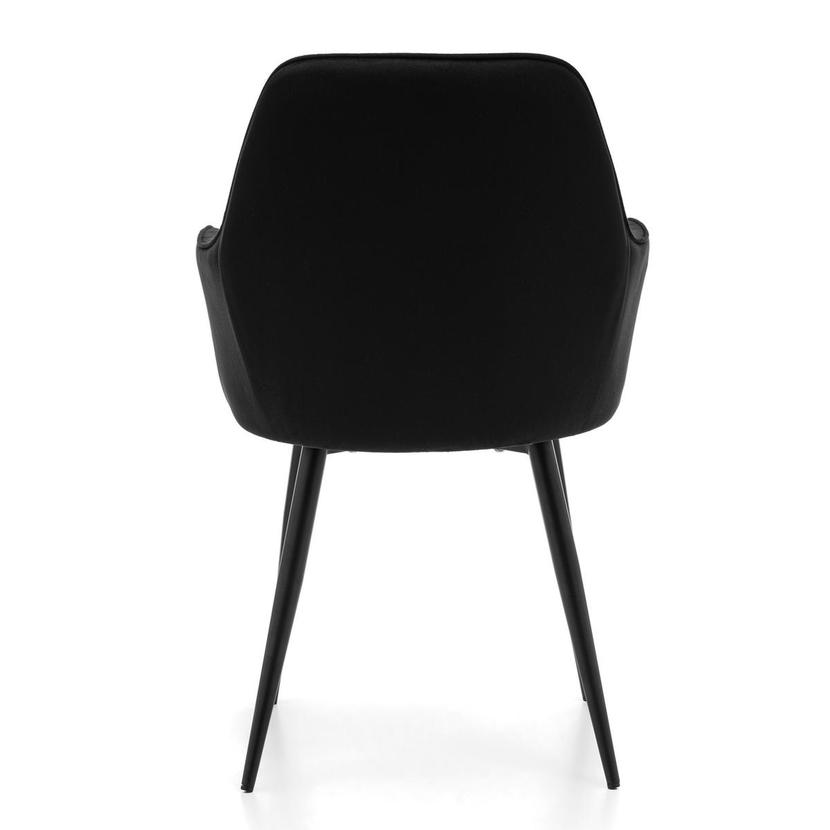 STUHL EMILIA gepolstert mit Steppung - schwarz - Samt Velours - Schwarz, Textil/Metall (58/90/58cm) - NEW HOME