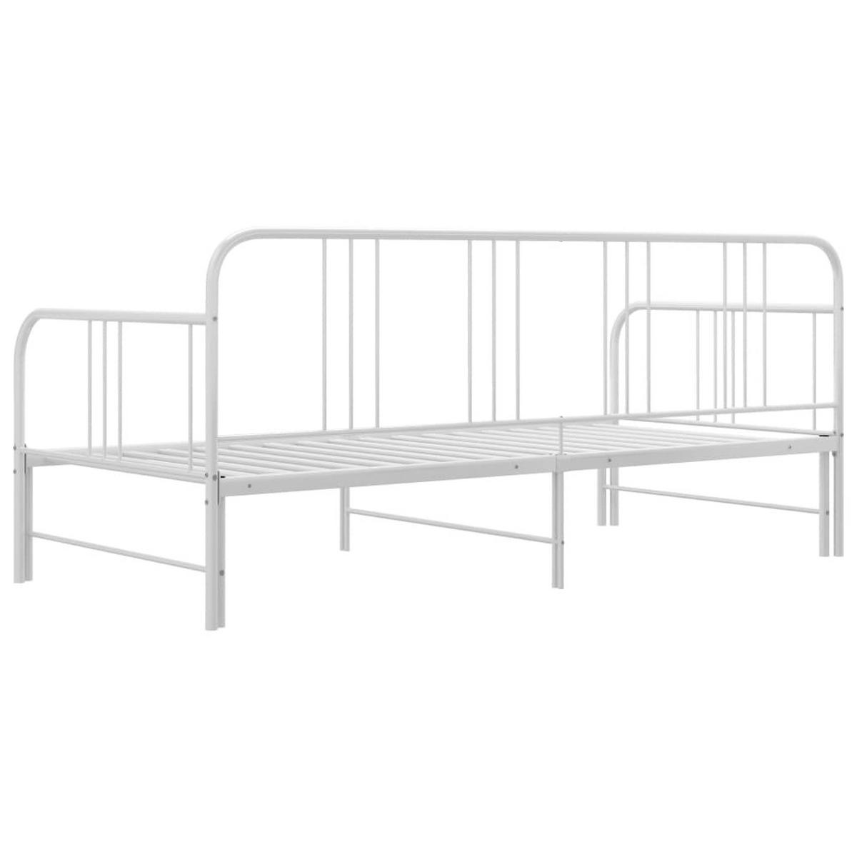 AUSZIEHSOFA BETTGESTELL WEISS METALL 90X200 CM - Weiß, Metall - vidaXL