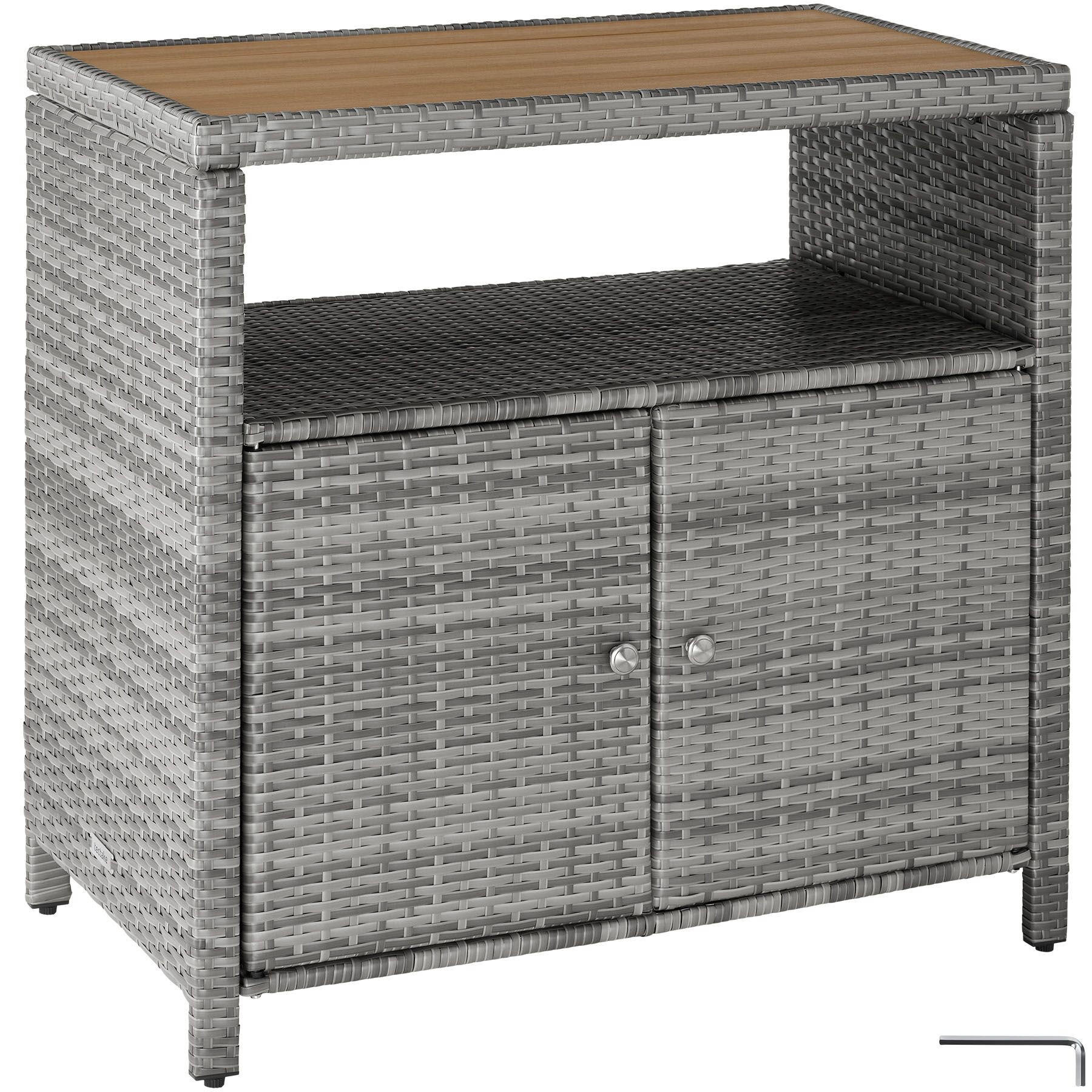 GARTENSCHRANK Monscia, höhenverstellbare Füße, 90 x 55,5 x 87 cm, grau - Grau, Kunststoff (90/97/55.5cm) - tectake