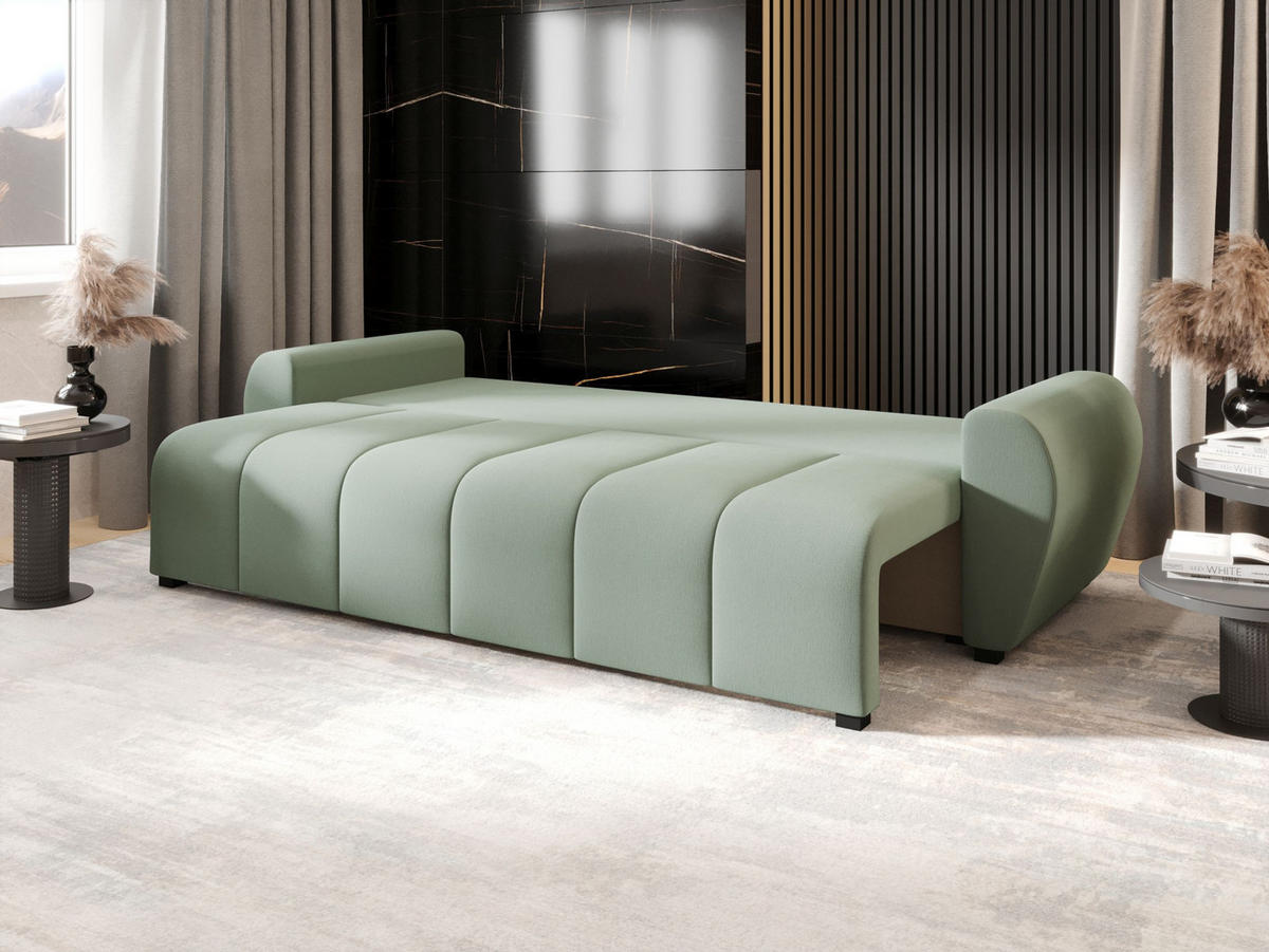 SOFA MOLISA mit Schlafffunktion COSMIC 16 mit Stauraum - Hellgrün, Textil (86/82/246cm) - Bedante