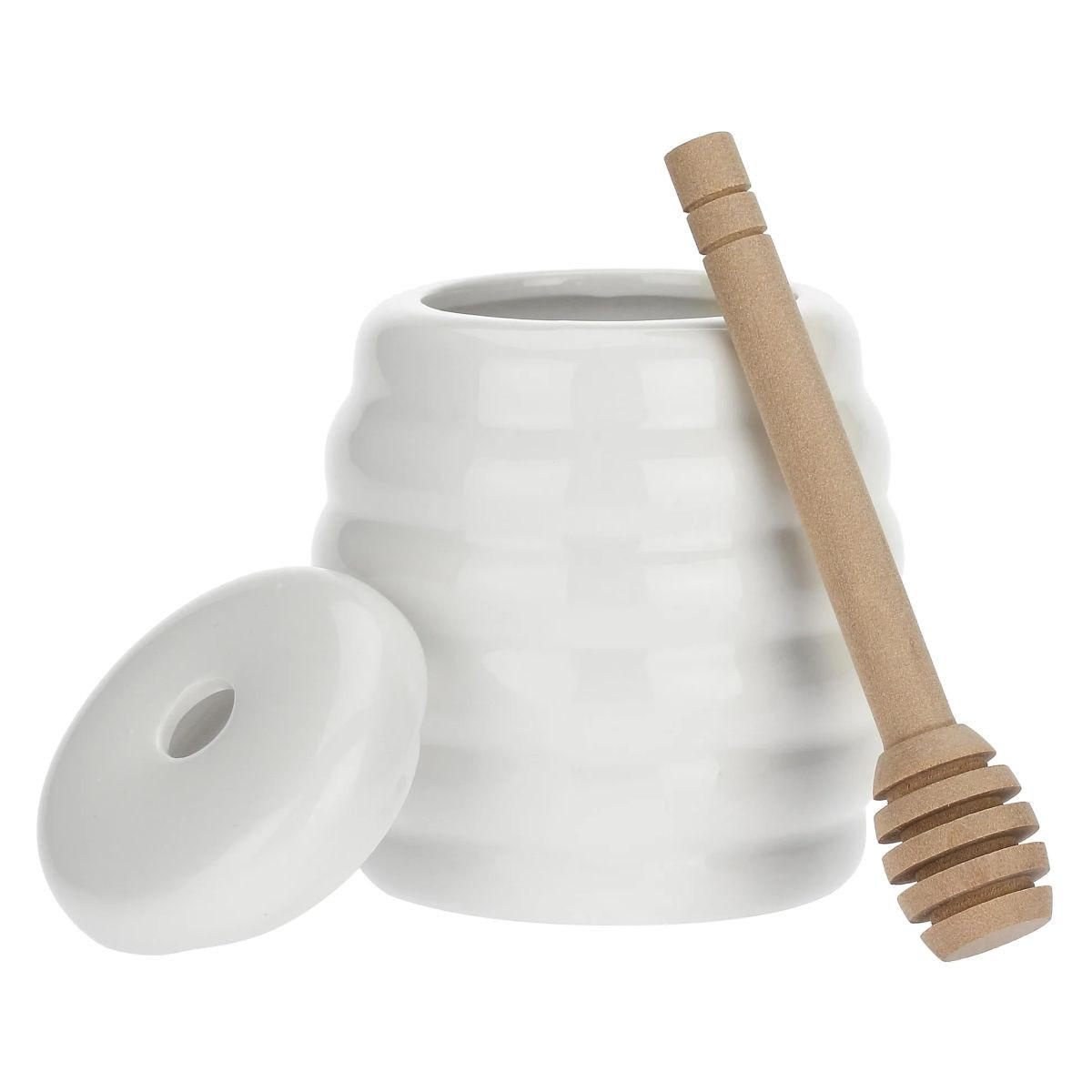 HONIGTOPF mit Holzlöffel "Vasetto Miele Con Servimiele" Menage 8,5 x 11 cm - Multicolor, Keramik (8.5/11/8.5cm)