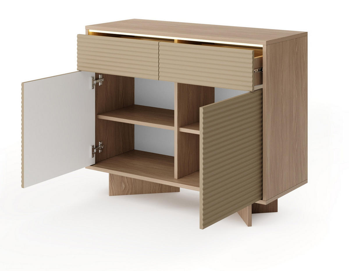 SIDEBOARD mit Schubladen Spirit 104 cm, 2 Türen, Cappuccino - Eichefarben/Cappuccino, Holz (104/84/40cm) - Emporius