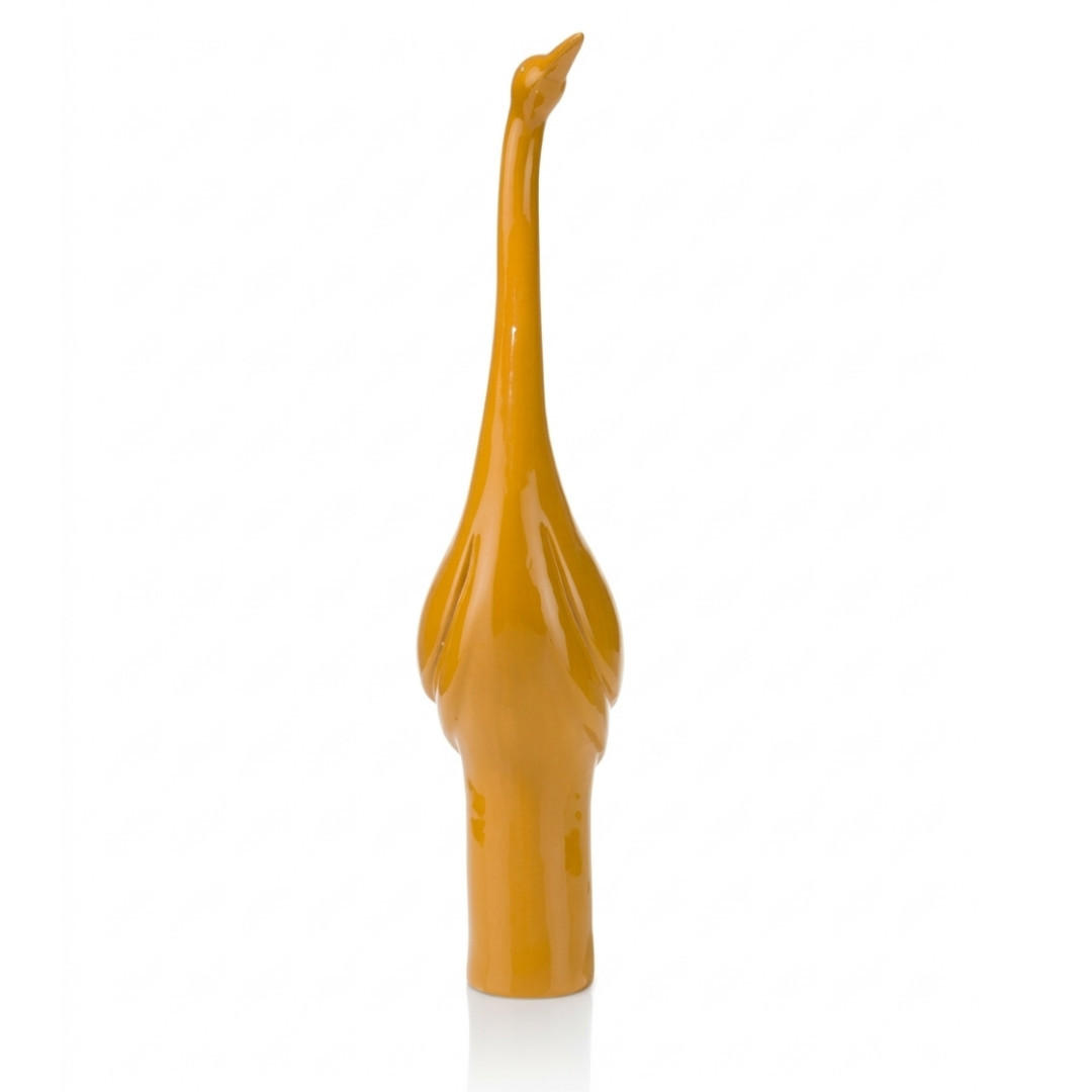 SKULPTUR Kranich Orange Polyresin Handbemalt - Orange, Kunststoff (12.5/17/62.5cm) - COCOMaison