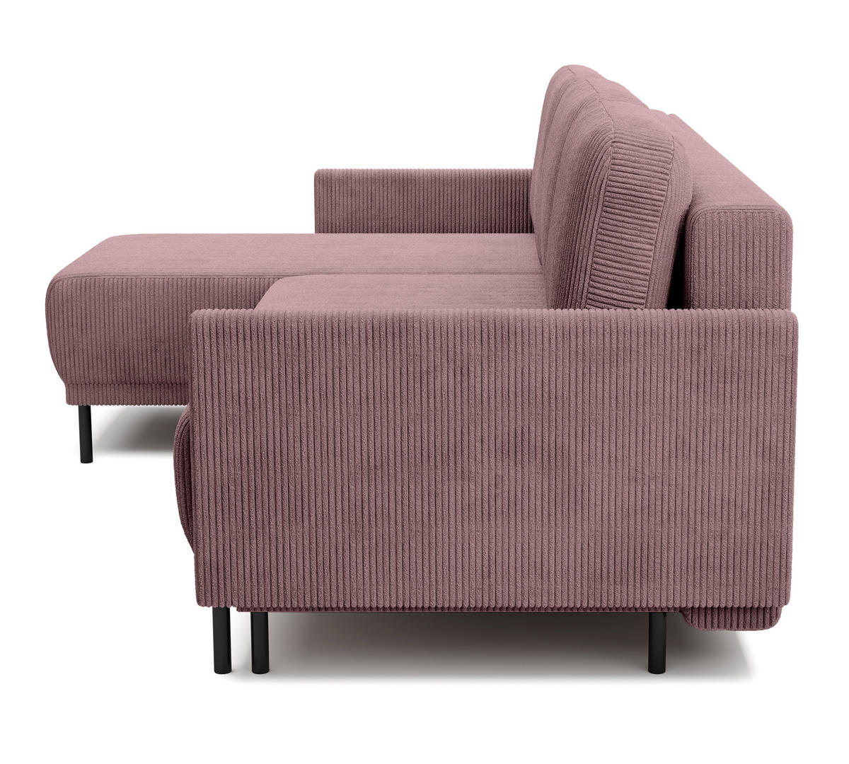 ECKSOFA Hamiel Lila Cordbezug - Flieder/Schwarz, Holz/Textil (212/142cm) - Selsey