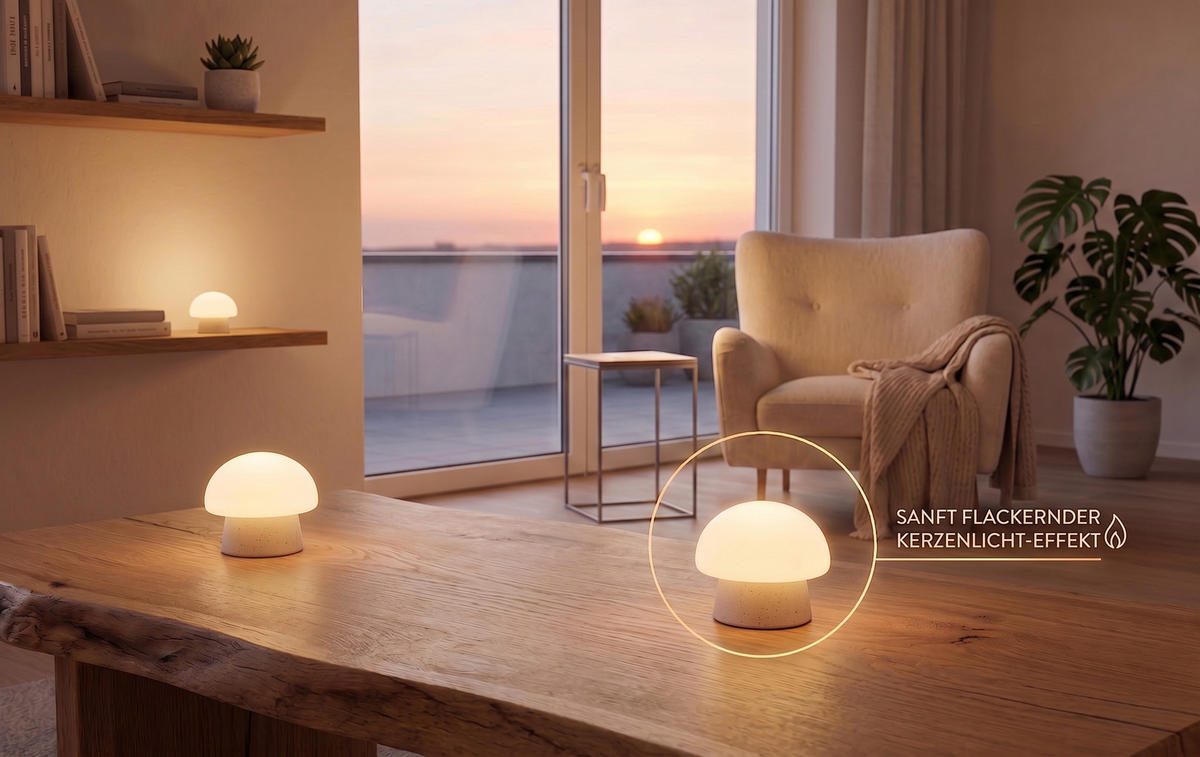 LED-PILZLEUCHTE Mushroom Lounge Lights 6 cm 4er-Set beige - Beige, Kunststoff (6/6/6cm) - Northpoint