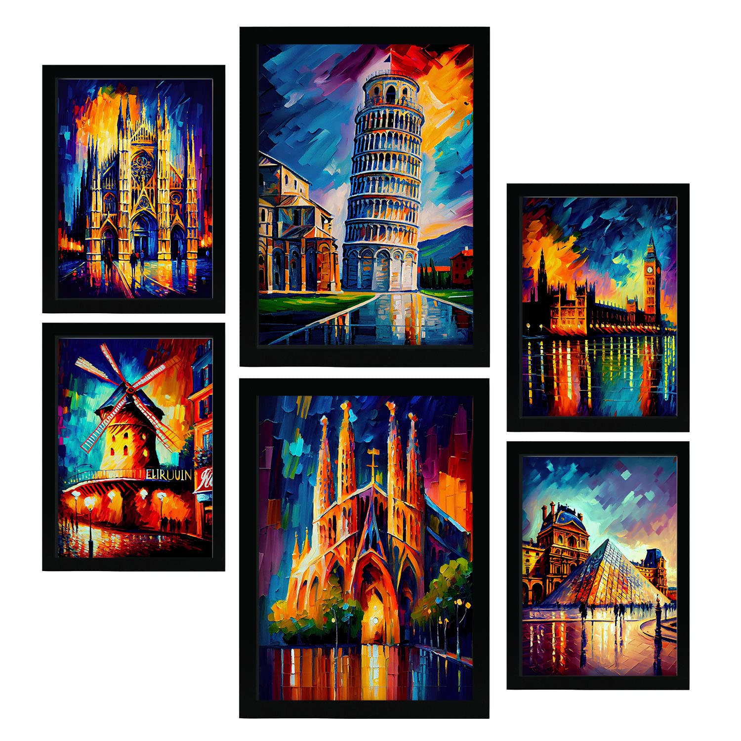 POSTER Set Mit 6 Orange Im Ölgemälde Stil A3 & A4 Rahmenlos - Klar, Papier (29/3cm) - Nacnic